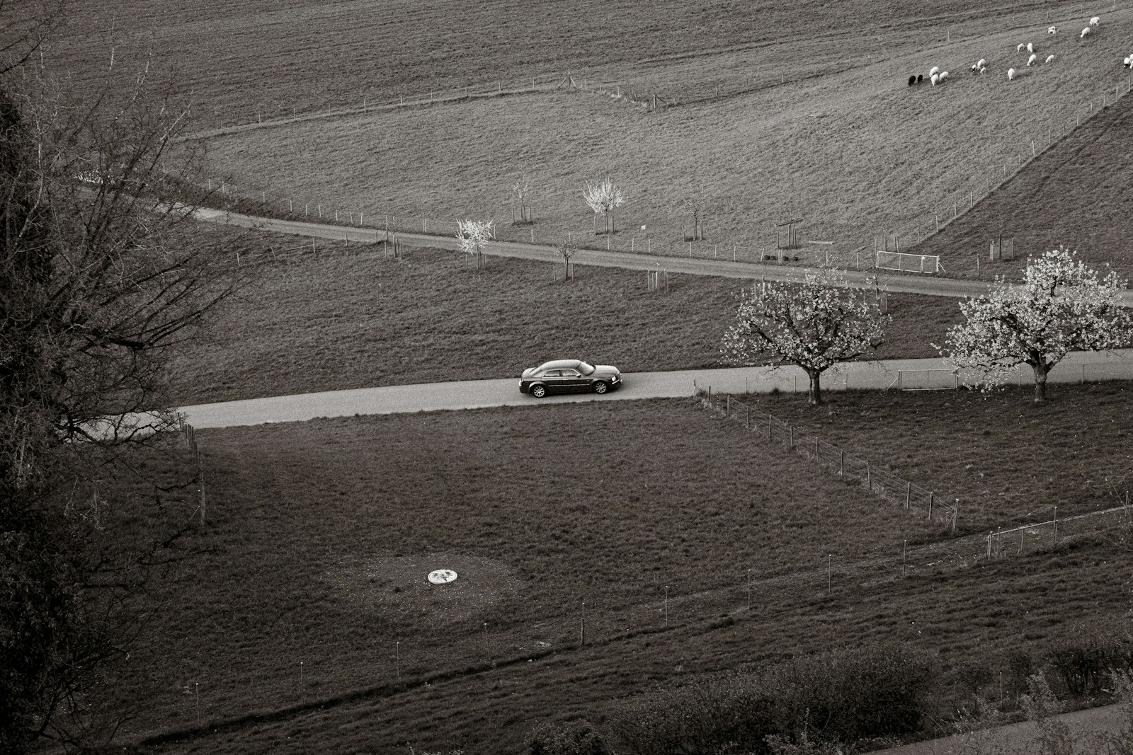 A classic car on the road in Pennsylvania