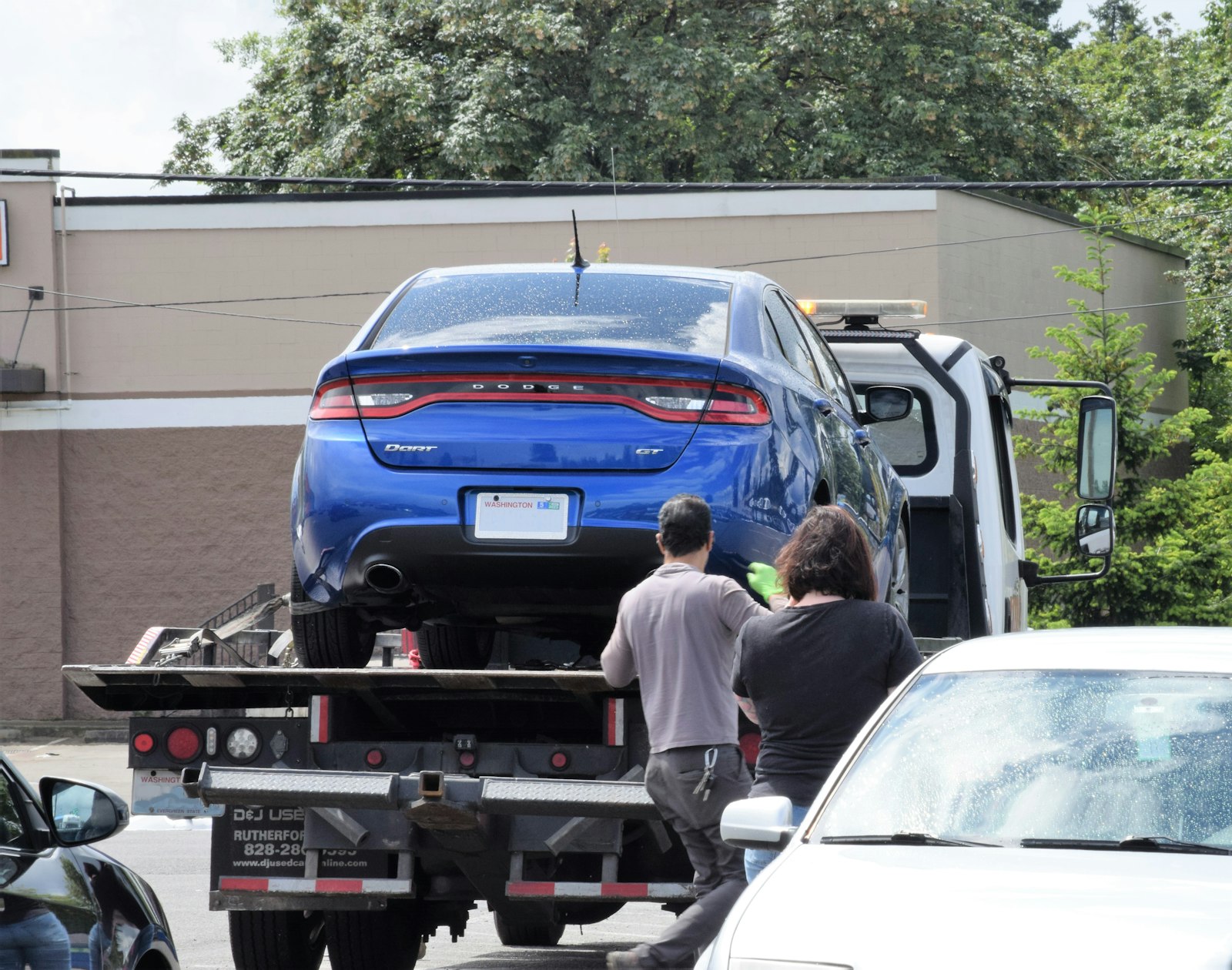 A salvor removing an abandoned vehicle in Pennsylvania